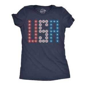Womens Funny T Shirts USA Daisies Cute Fourth Of July Tee For Ladies